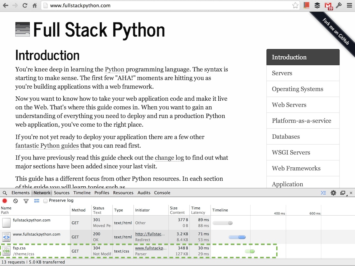 Google Chrome Web Developer Tools shows how CSS is separate from the HTML content.